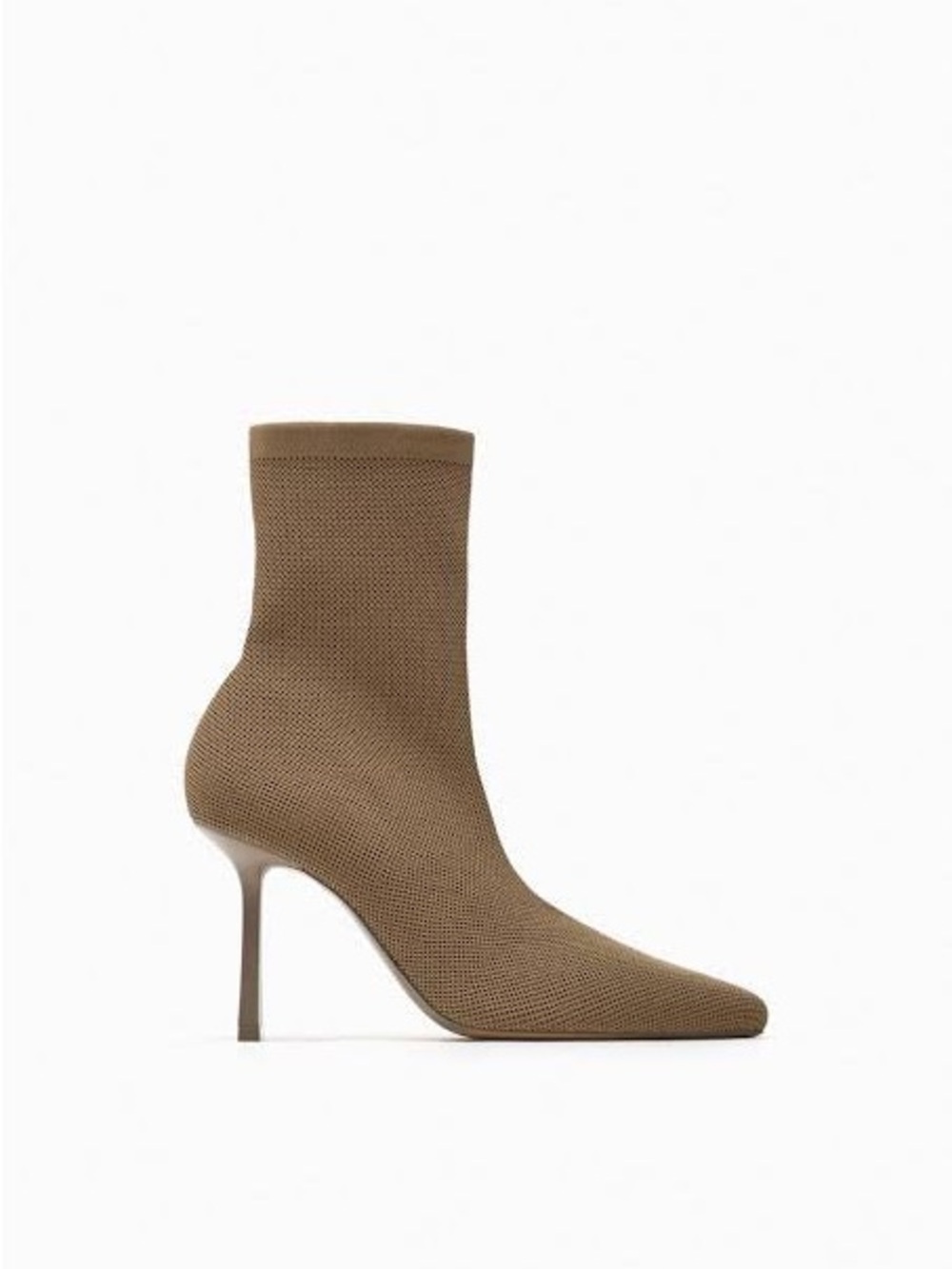 Women's Tan Knit Sock Bootie Heel